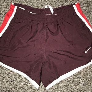 maroon/red nike running shorts